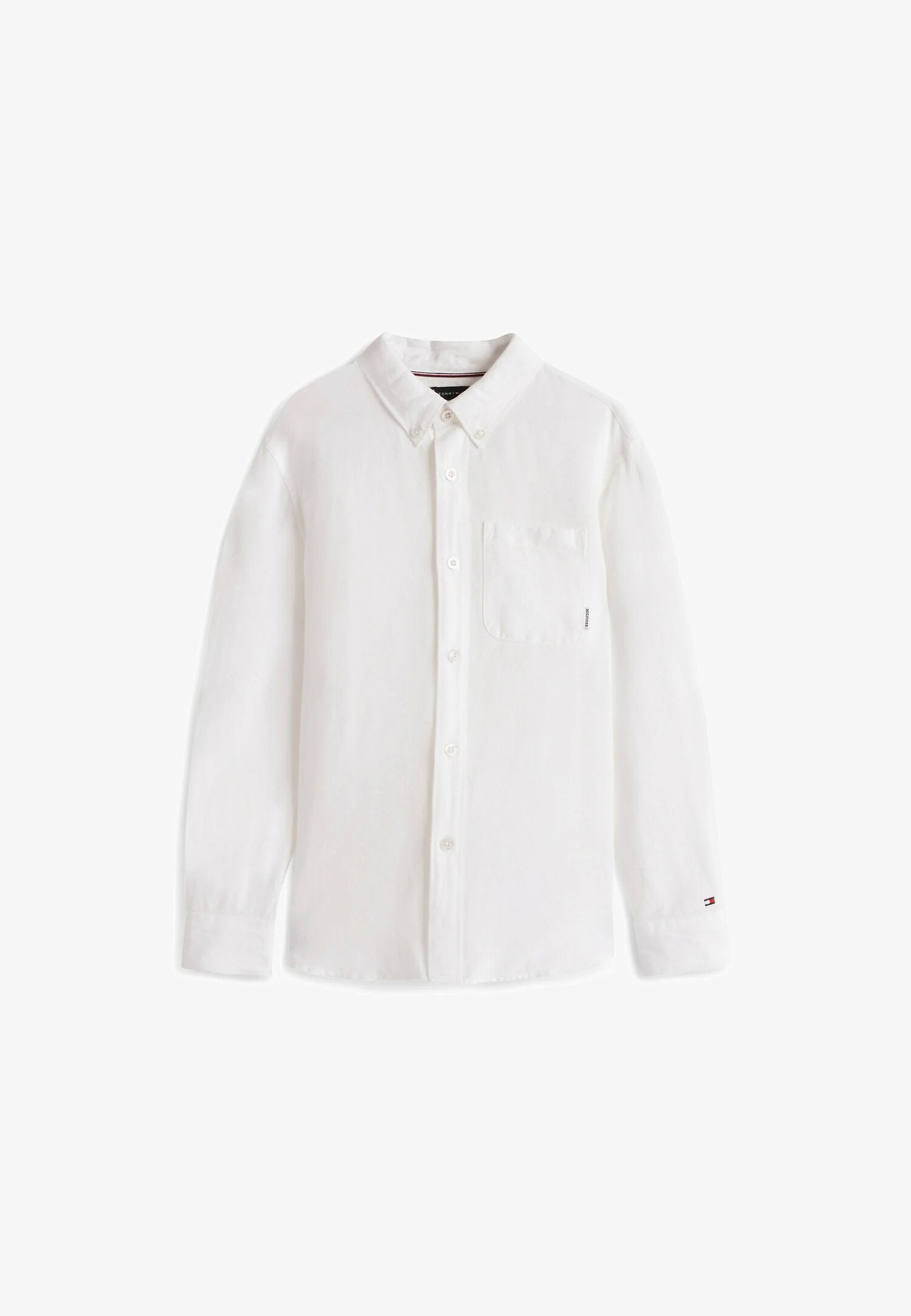 Tommy Hilfiger Camicia Bianca Bambino Kids Junior Lino Manica Lunga | CammarataMode