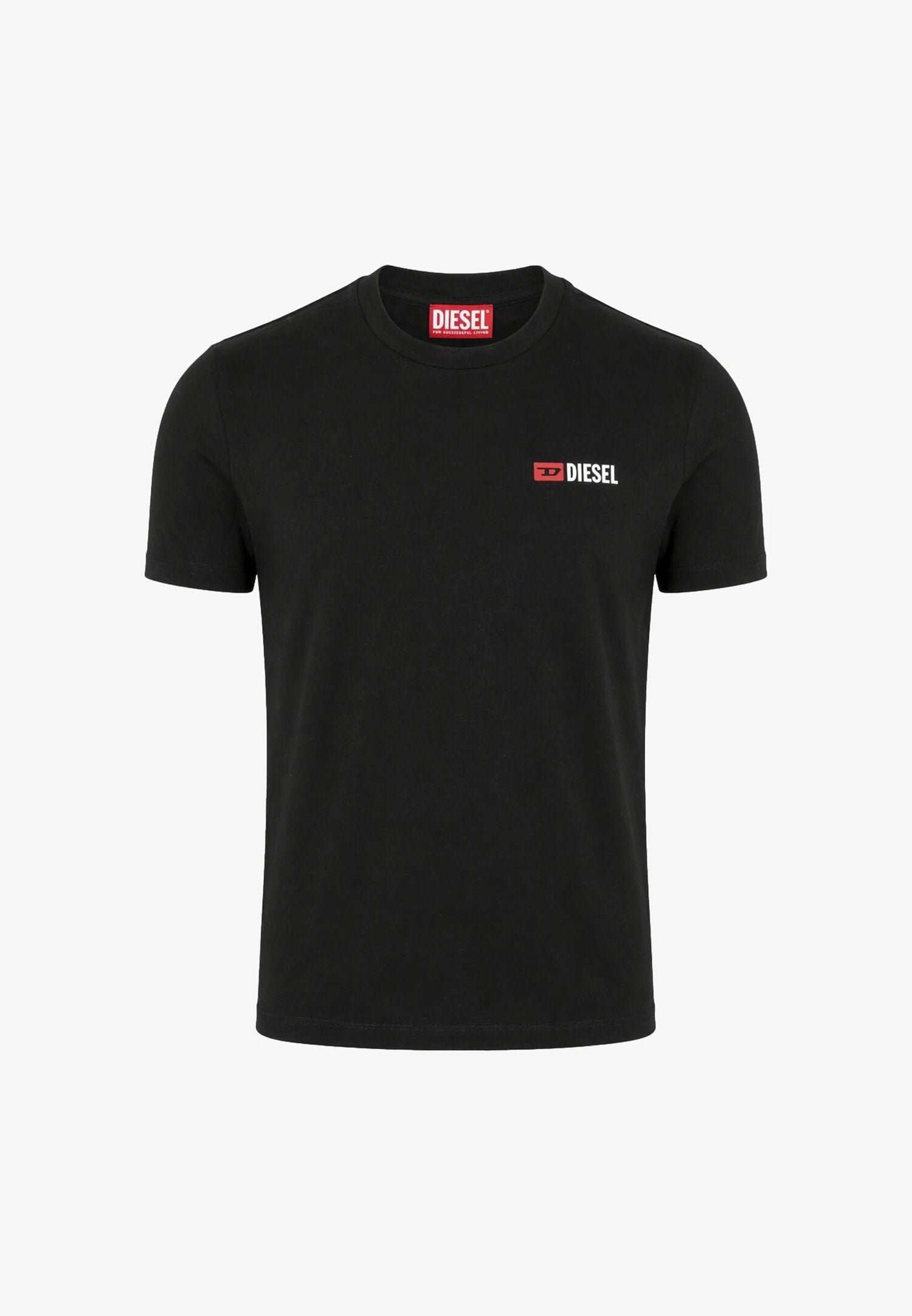 Diesel Tshirt Nero Con Logo Piccolo Sul Cuore Bambino UTRIM_