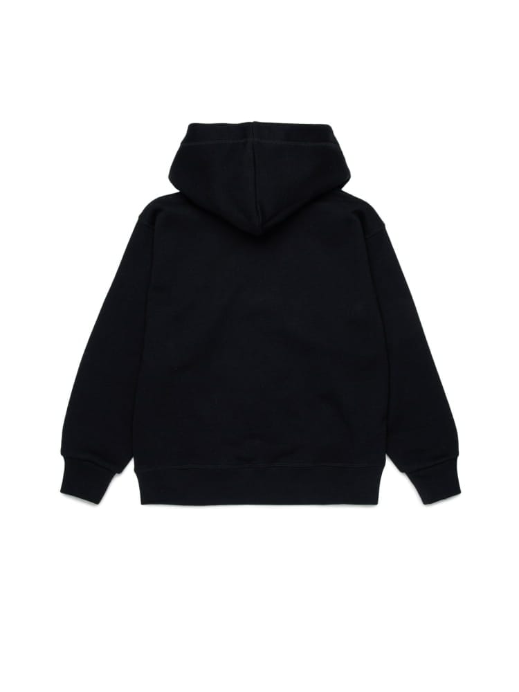 Dsquared felpa con cappuccio kids/junior slouch fit in cotone nero con stampa frontale Bambino