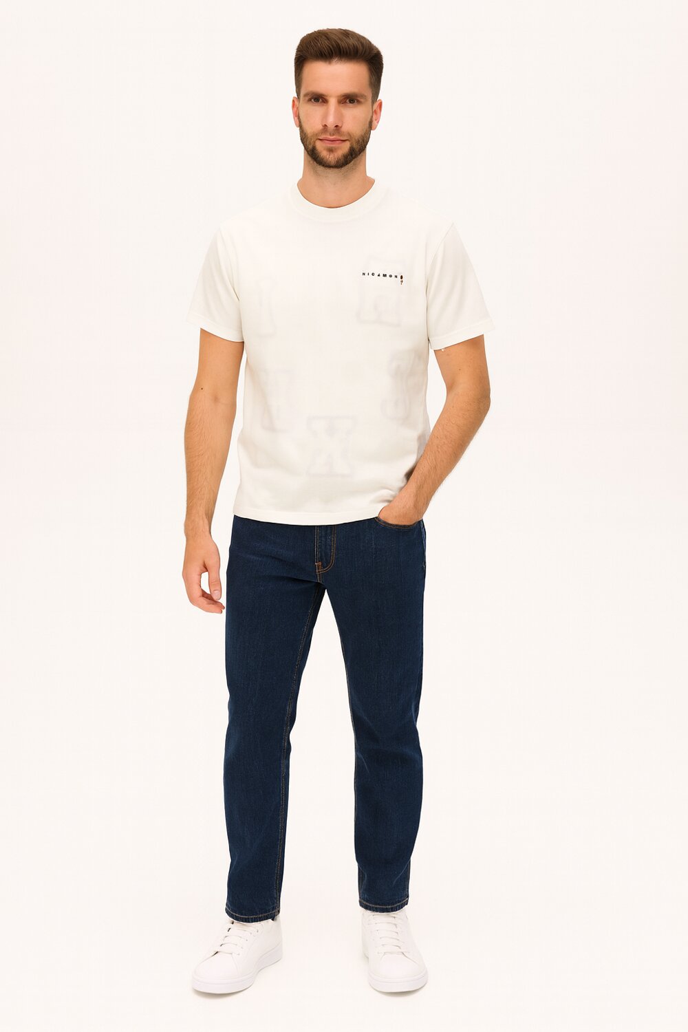 John Richmond T-shirt Uomo Panna – Cotone 100% con Stampa Logo RICH