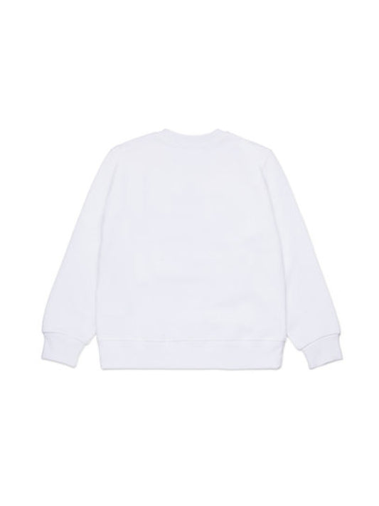 Dsquared2 felpa bianca bambino in cotone girocollo maxi logo a contrasto