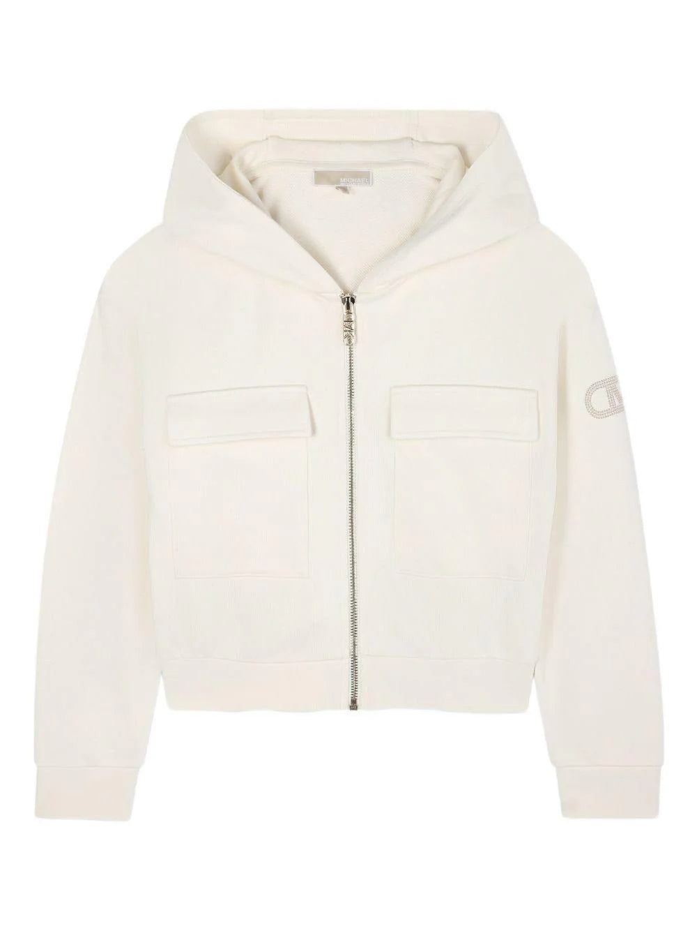 Felpa con cappuccio per bambina Michael Kors Kids bianca con zip