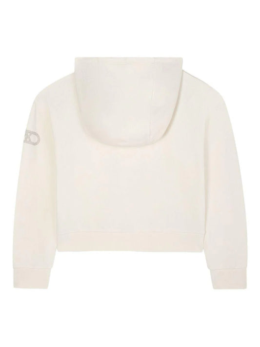 Felpa con cappuccio per bambina Michael Kors Kids bianca con zip