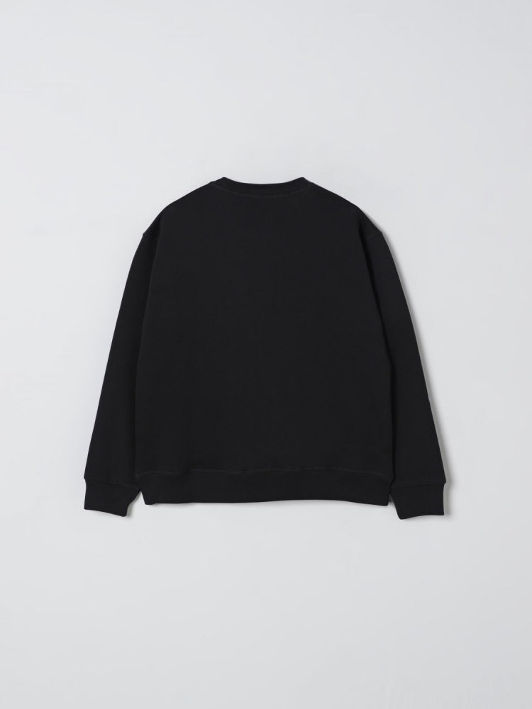 Dsquared2 felpa nera bambino in cotone girocollo logo tono su tono dettaglio logo