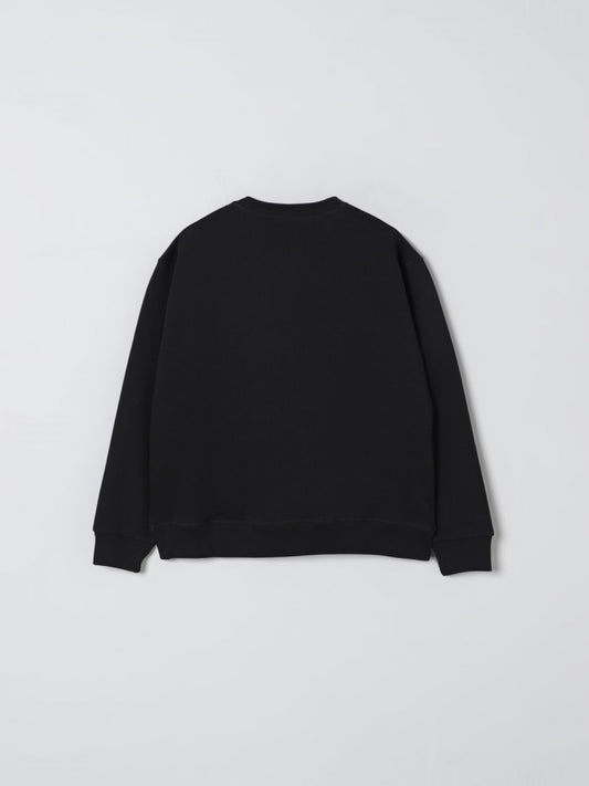 Dsquared2 felpa nera bambino in cotone girocollo logo tono su tono