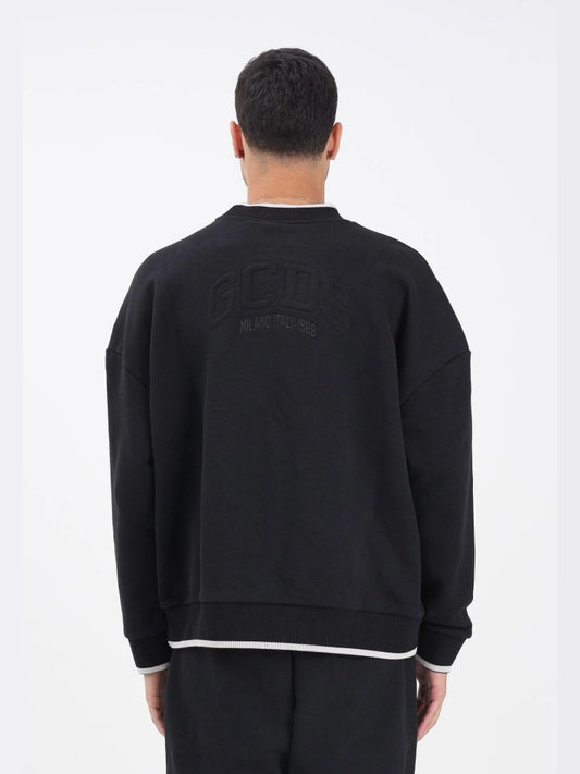 Gcds felpa nera donna unisex maxi logo sul retro