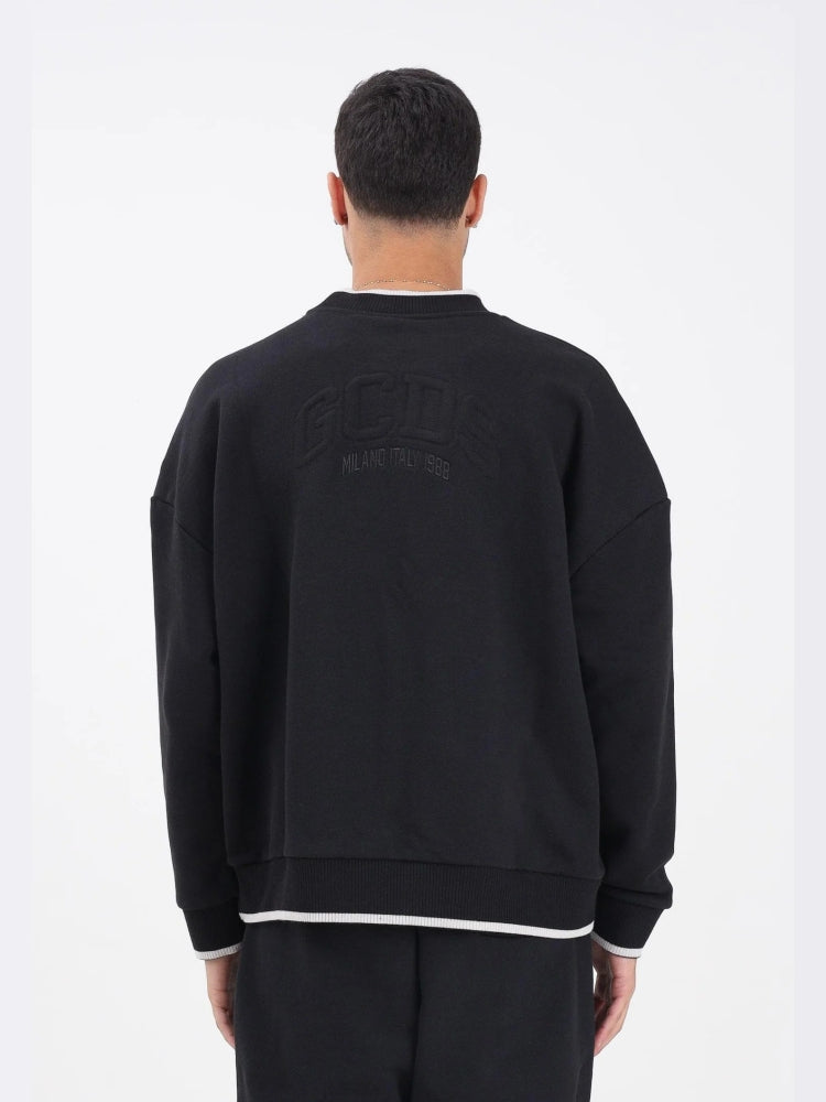 Gcds felpa nera donna unisex maxi logo sul retro