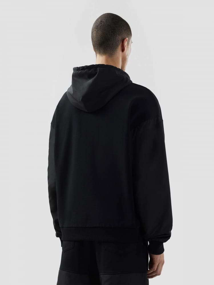 Gcds felpa nera uomo chiusura zip con cappuccio maxi logo sul davanti dettaglio logo