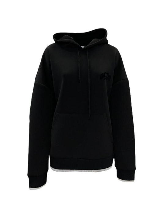 Gcds felpa nera uomo in cotone con cappuccio logo tono su tono