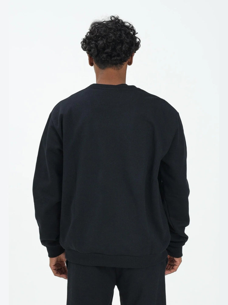 Gcds felpa nera uomo unisex girocollo in cotone bande con logo