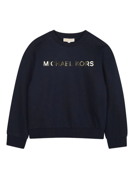 Felpa per bambina Michael Kors Kids blu con stampa logo