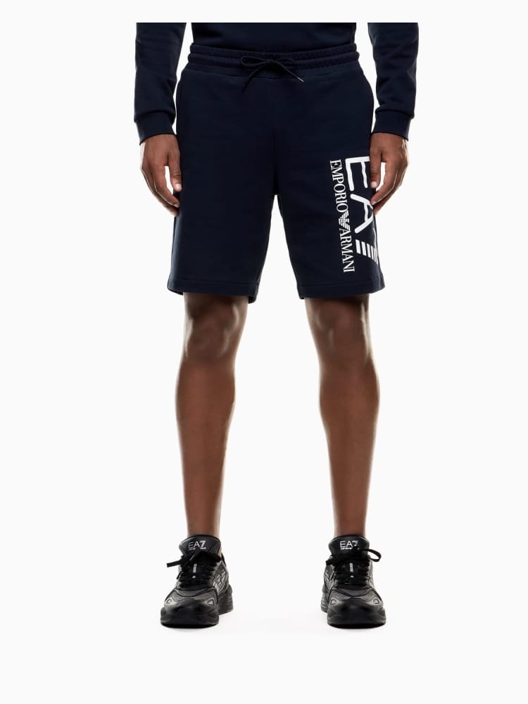 Emporio Armani shorts core identity in cotone blu logo bianco