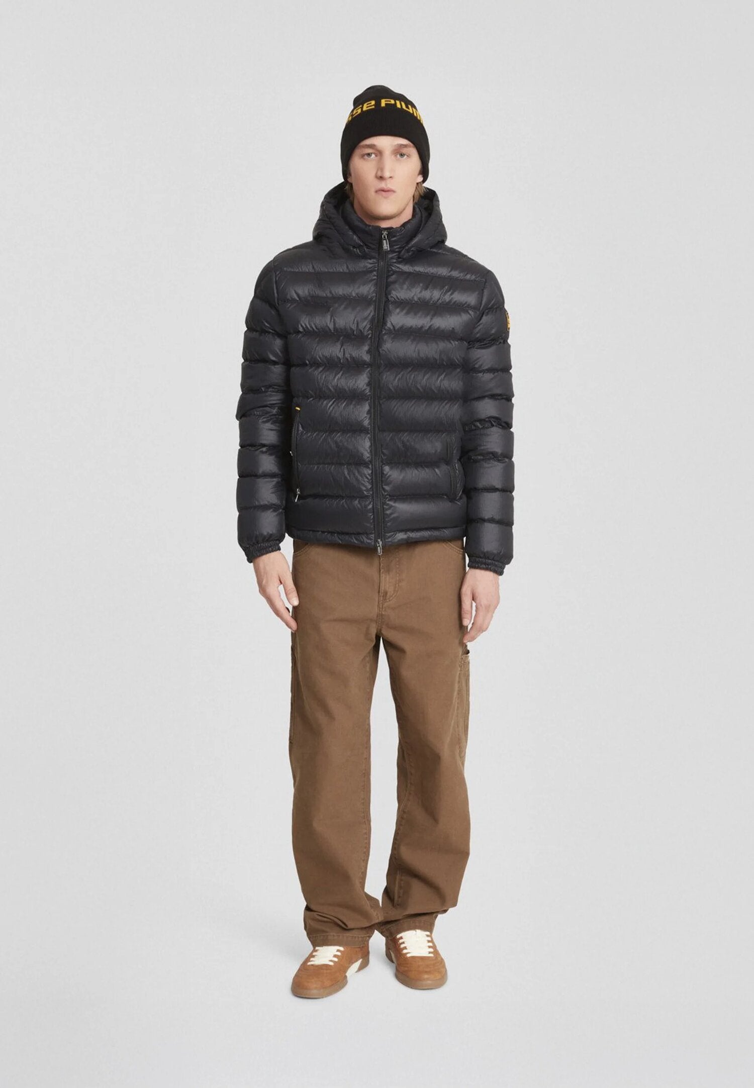 Ciesse Piumini Giubbotto Nero Uomo In Nylon Con Cappuccio Invernale AI25