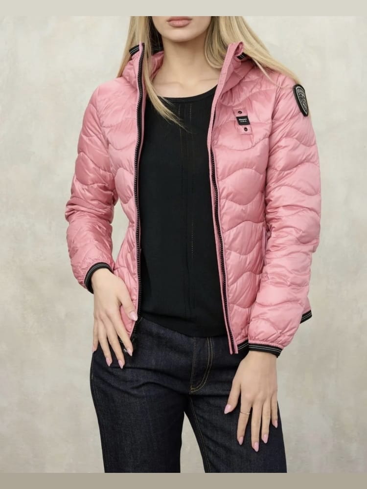 Blauer giubbotto rosa ragazza con logo