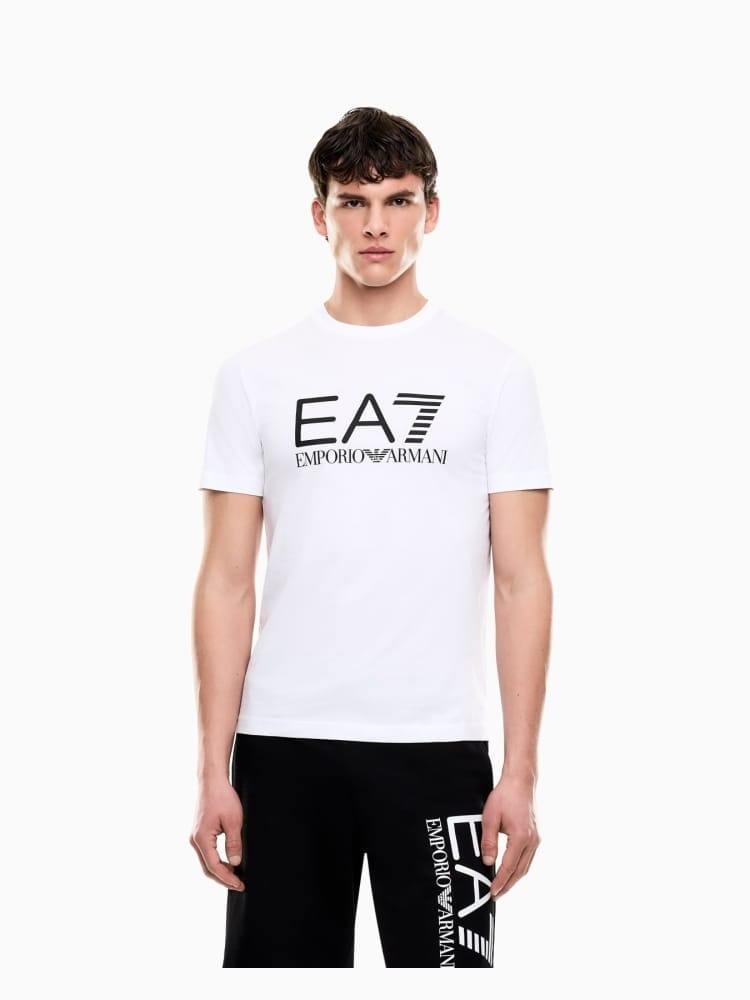 Emporio Armani t-shirt core identity in jersey di cotone bianco con logo frontale
