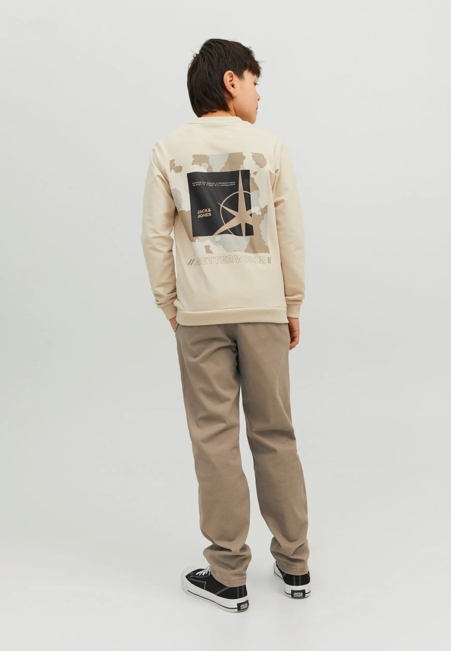 Jack & Jones chino bambino beige cotone elastico tasche laterali