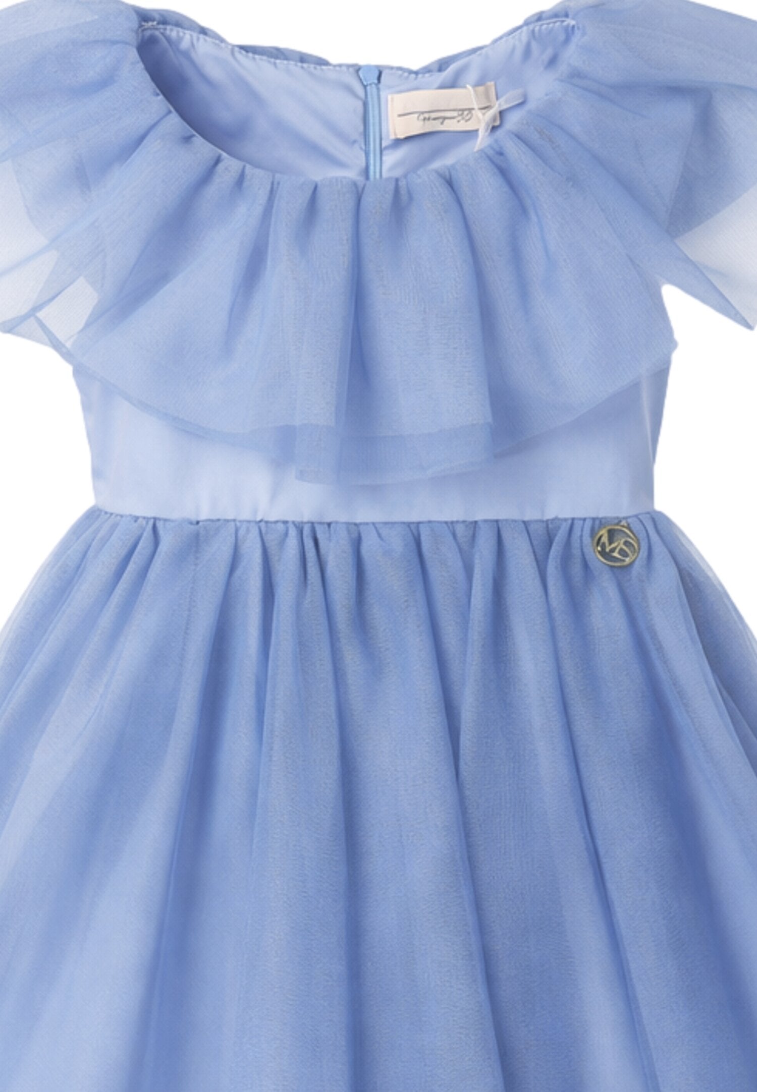 Mon Saurire Abitino Elegante In Tulle Azzurro Bambina M1347B_