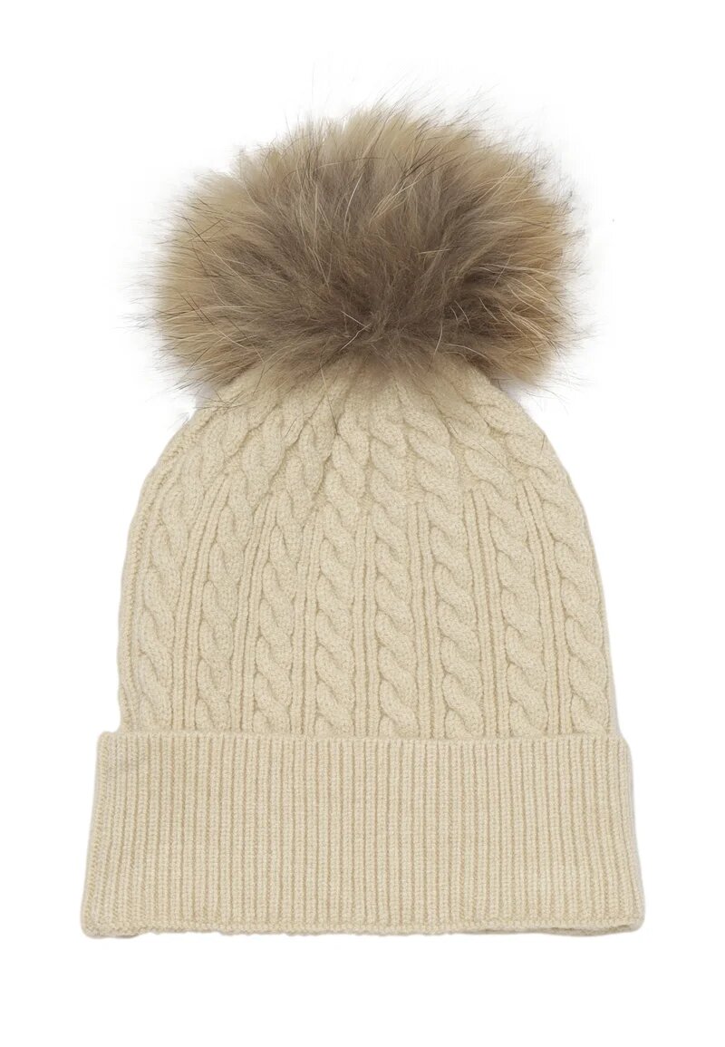 Refrigiwear Cappello Beige Bambina Pon Pon In Lana Cuffia Invernale AI25