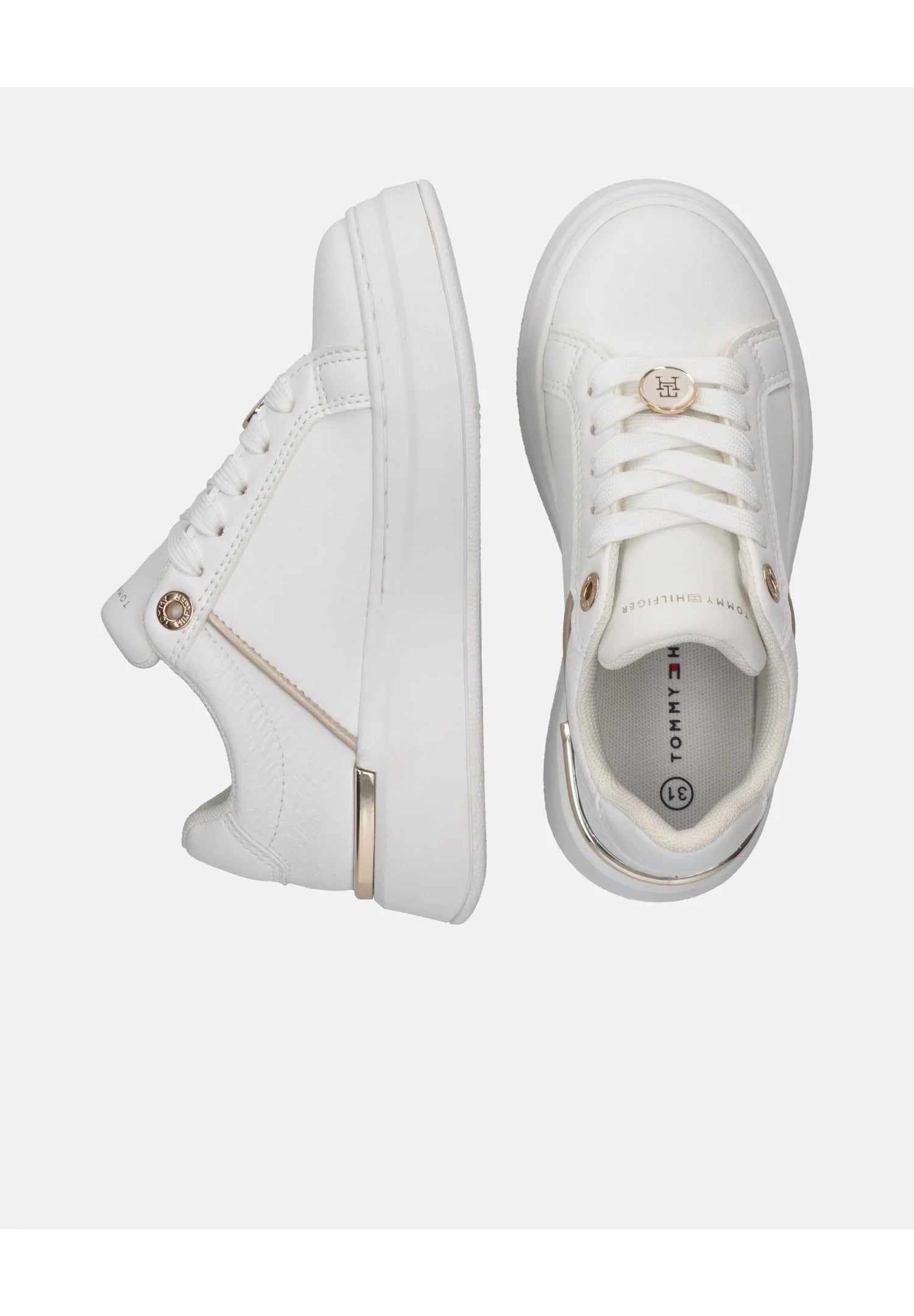 TOMMY HILFIGER sneaker bianca con lacci e dettagli oro Bambine e ragazze L-T3A9-35093-1955100.BIA_