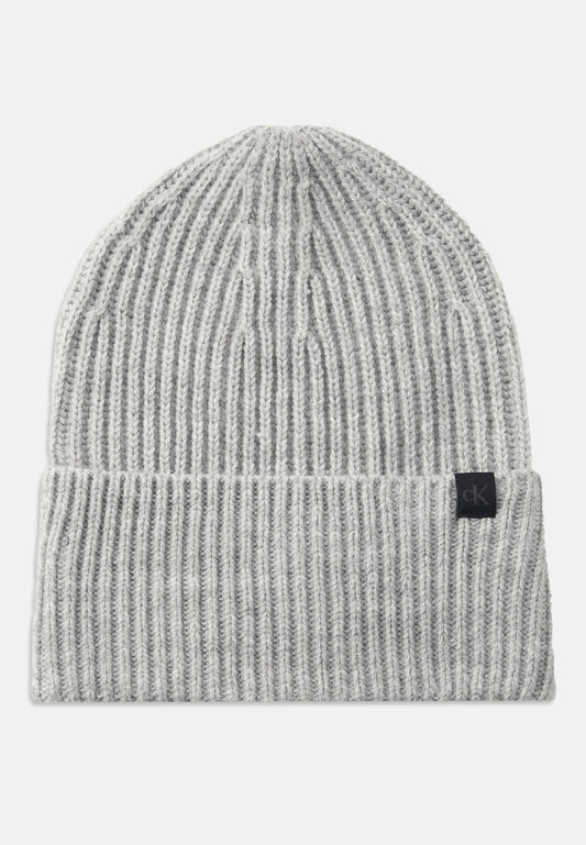 CALVIN KLEIN CAPPELLO GRIGIO IN LANA CON LOGO CK Bambini e ragazzi IU0IU00440PMT_
