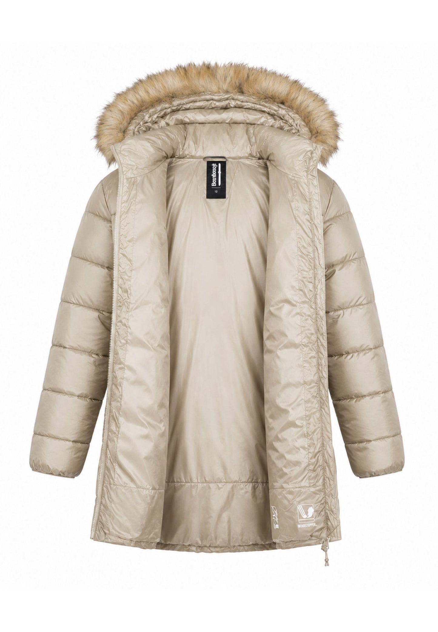 Bomboogie GIUBBOTTO BEIGE TRAPUNTATO CON CAPPUCCIO E PELLICCIA NATURALE Bambine e ragazze CG 363V T DLC6.BEIGE_
