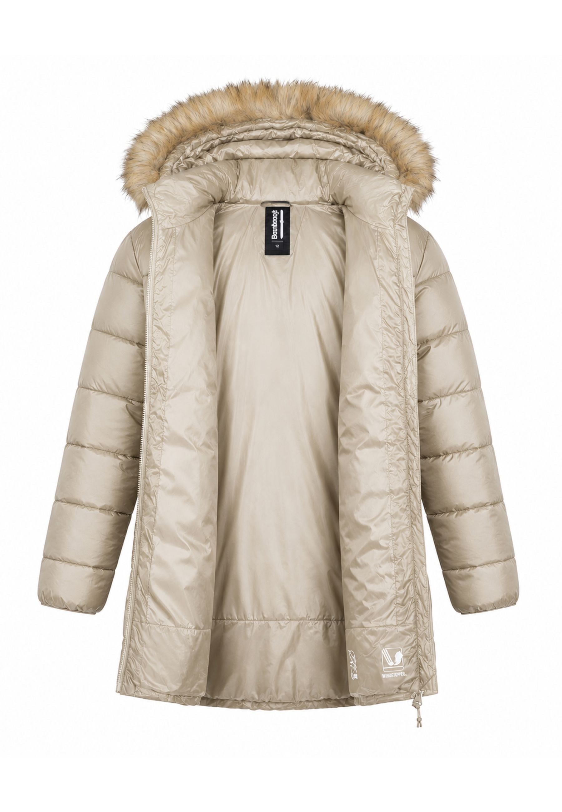 Bomboogie GIUBBOTTO BEIGE TRAPUNTATO CON CAPPUCCIO E PELLICCIA NATURALE Bambine e ragazze CG 363V T DLC6.BEIGE_