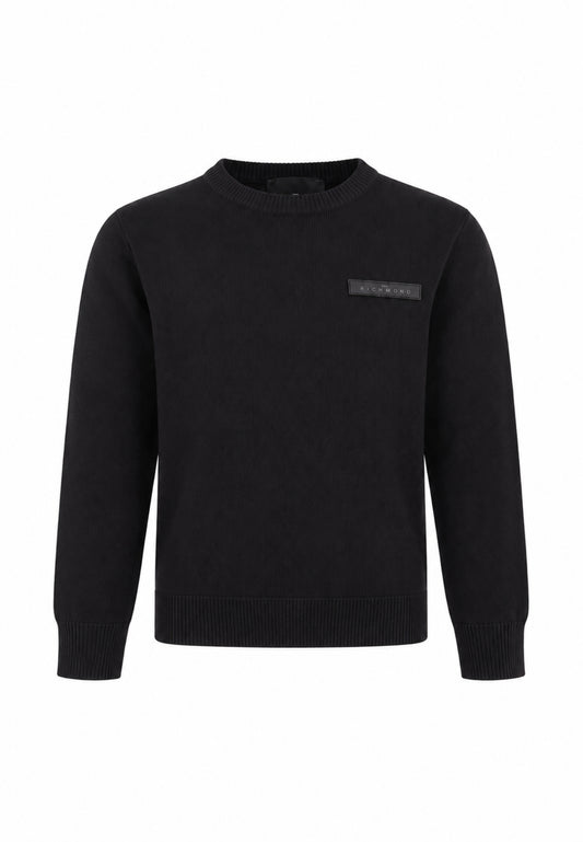 John Richmond maglia NERA CON TAGHETTA APPLICATA Bambini e ragazzi rba26026ma.ne_