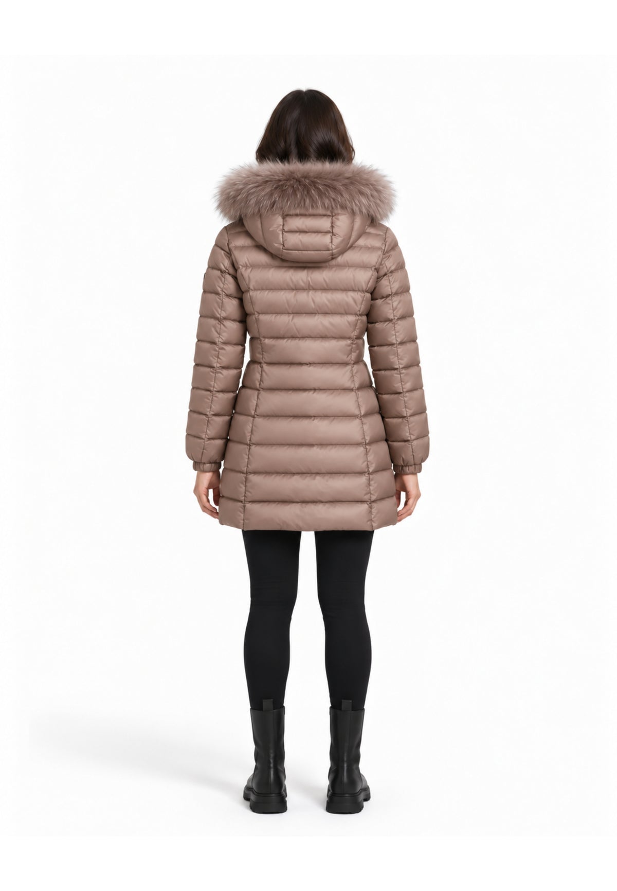 REFRIGIWEAR GIUBBOTTO TORTORA TRAPUNTATO CON CAPPUCCIO E PELLICCIA Donna LONG MEAD FUR JACKET.TORT_