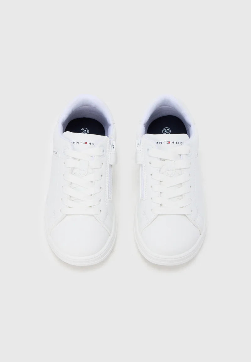 TOMMY HILFIGER SNEAKERS BIANCHE CON LACCI IN ECOPELLE Bambini e ragazzi 27-T3X9-34357-1355100_