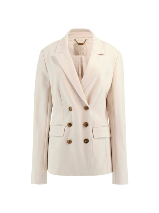 Guess giacca ecru donna doppio petto bottoni oro con logo