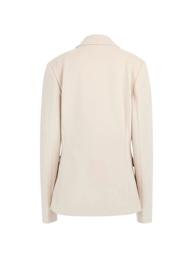 Guess giacca ecru donna doppio petto bottoni oro con logo