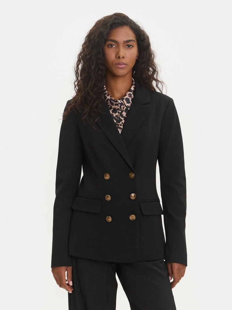 Guess giacca nera donna doppio metto bottoni oro con logo