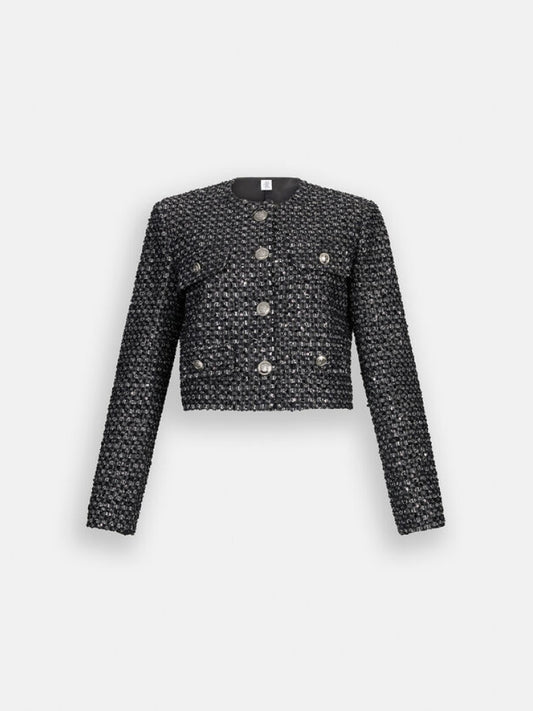 Liujo giacca nera donna in boucle bottoni con logo