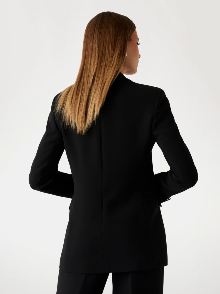 Guess giacca nera donna monopetto bottoni con logo dettaglio logo