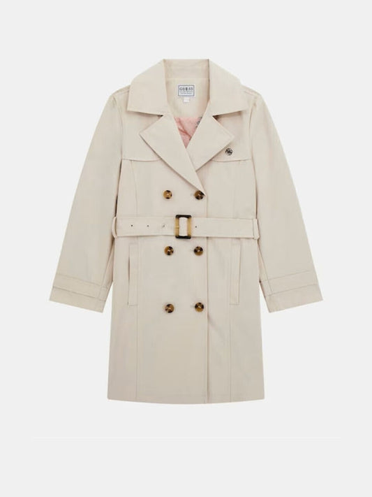 Guess giubbotto beige bambina trench in cotone mini logo sul petto