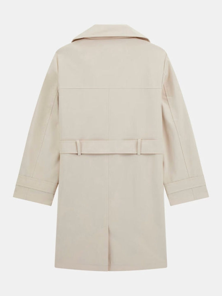 Guess giubbotto beige bambina trench in cotone mini logo sul petto dettaglio logo