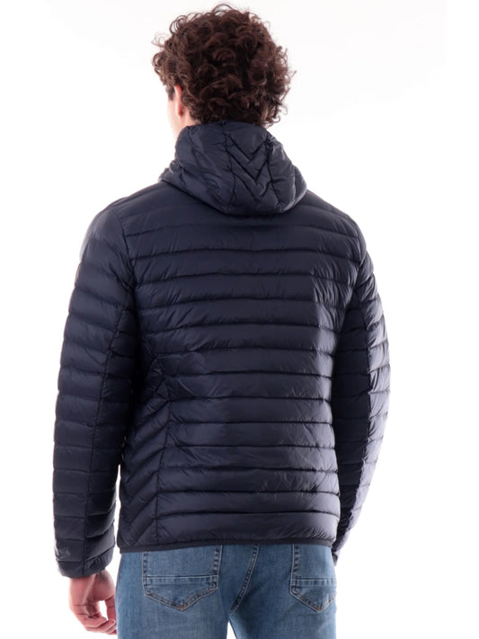 Ciesse Piumini giubbotto blu navy uomo con cappuccio a righe logo sul braccio