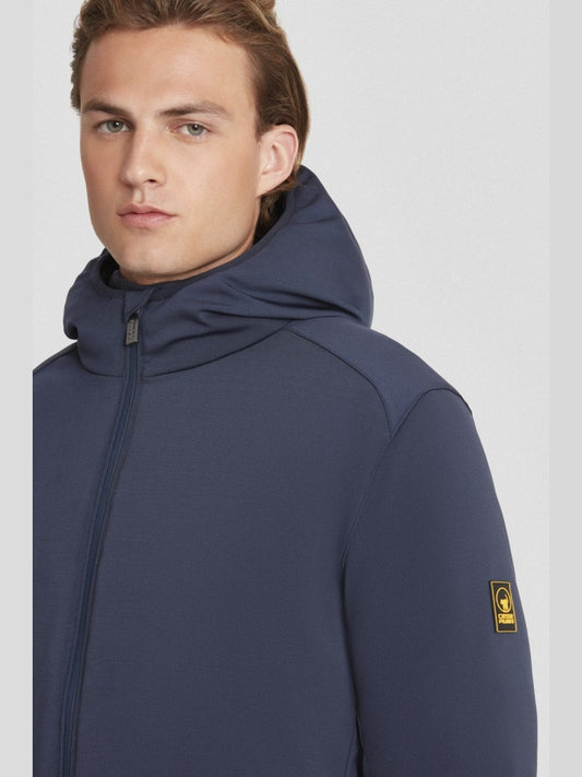 Ciesse Piumini giubbotto blu navy uomo liscio lungo con cappuccio