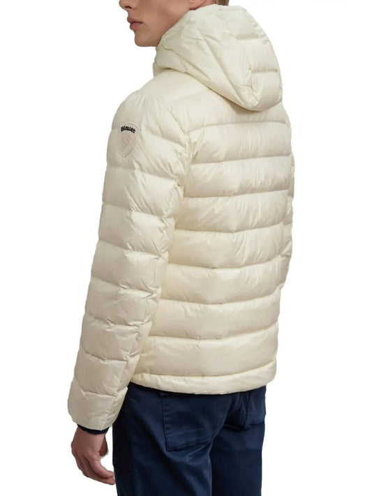 Blauer giubbotto crema uomo con cappuccio patch logo sul braccio