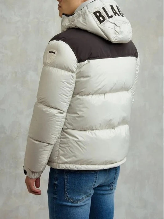 Blauer giubbotto ghiaccio uomo con cappuccio