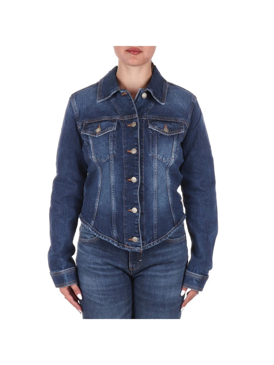 Guess giubbotto in denim medium donna bottoni con logo