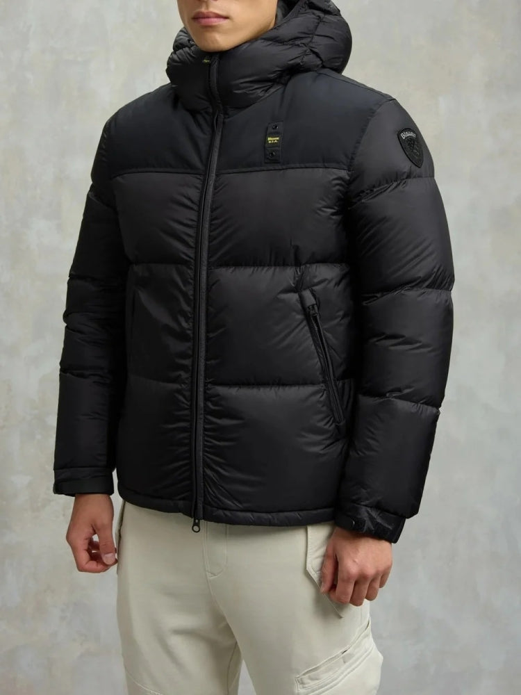 Blauer giubbotto nero uomo con cappuccio