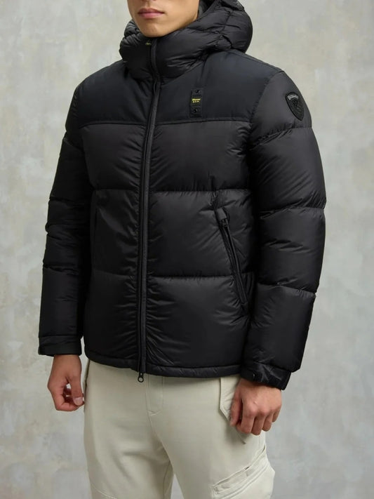 Blauer giubbotto nero uomo con cappuccio