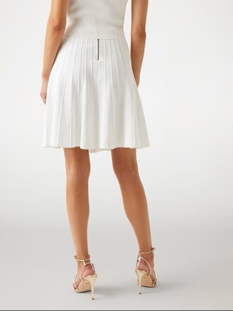 Guess gonna bianca donna in misto viscosa plissettata bottoni con logo dettaglio logo