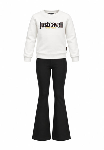 JUST CAVALLI completo BIANCO CON FELPA LOGATA E LEGGINGS Bambine e ragazze jga26168fe.bia_