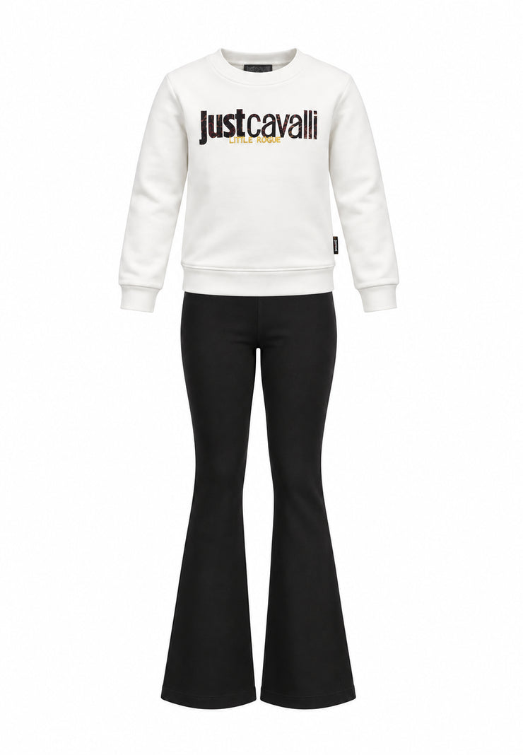 JUST CAVALLI completo BIANCO CON FELPA LOGATA E LEGGINGS Bambine e ragazze jga26168fe.bia_