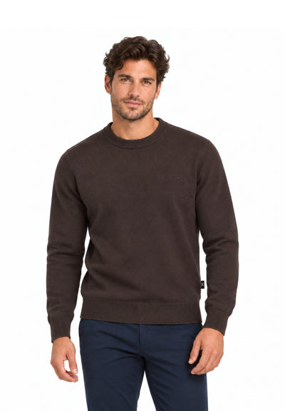 John Richmond maglia MARRONE IN LANA RASATA CON MINI LOGO Uomo uma26169ma.marro_