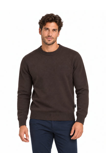 John Richmond maglia MARRONE IN LANA RASATA CON MINI LOGO Uomo uma26169ma.marro_
