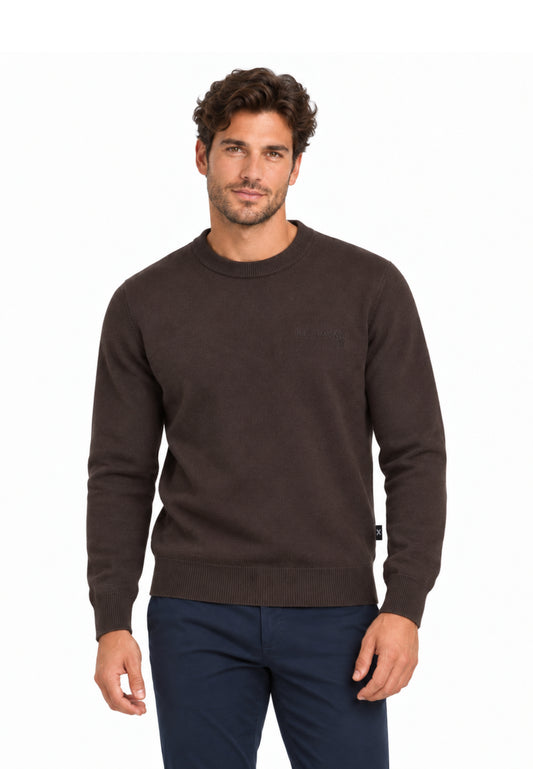 John Richmond maglia MARRONE IN LANA RASATA CON MINI LOGO Uomo uma26169ma.marro_