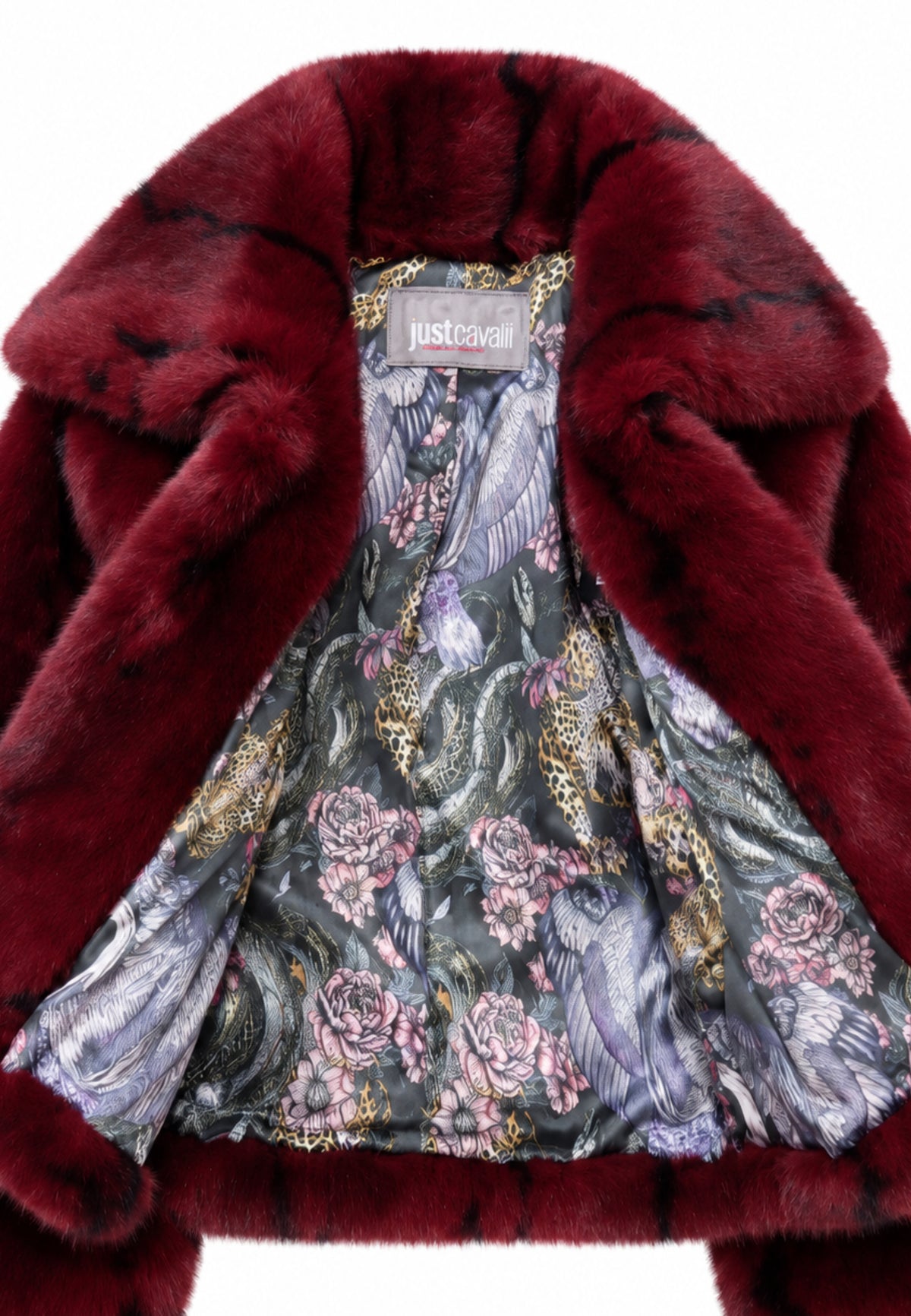 JUST CAVALLI eco pelliccia bordeaux a fantasia crop Bambine e ragazze jga26026pl.bordeaux_